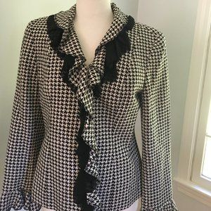 Doncaster Silk Houndstooth Ruffle Jacket